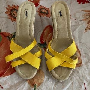 J.crew yellow wedges women size 7